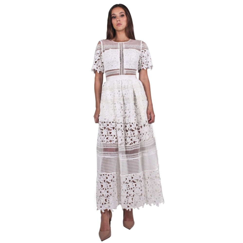 Mossman The Defiance Lace Maxi Bridal Formal Sheer Coquette Dress White Size 6